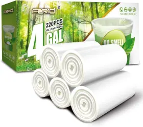 Forid 782289979009 Clear Small Trash Bags - 4 Gallon Garbage Wastebasket Bin