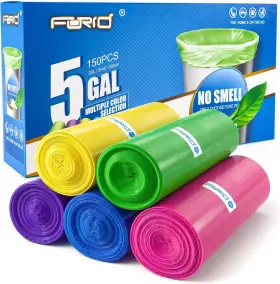 Forid 791783843150 Small Garbage Bags - 5 Gallon Trash 1 Count Pack Of 150 Multicolor