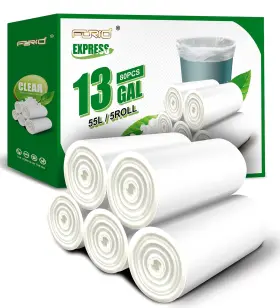 Forid 791809102735 13 Gallon Trash Bags - Clear Plastic Garbage Bag 80 Count