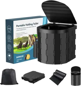 Fcim-0001 Fqfmo Portable Camping Toilet With Lid Potty For 12.9 Inch X11.0 X2.75 Black