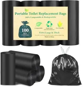 Fq-smelbag100 Fqfmo 100 Pcs Portable Toilet Bags For Camping Count Black With Drawstring