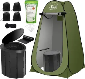 Fun010 Fun Essentials Portable Toilet Kit Adults Pop Up Privacy Tent X Large Camping Xl Green