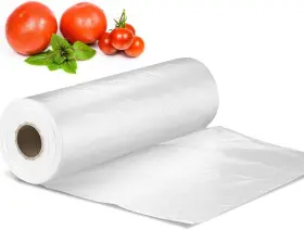 Pb-1216-1 Funglam 12 Inch X 16 Plastic Produce Bag On A Roll Bread And Grocery 1 Clear