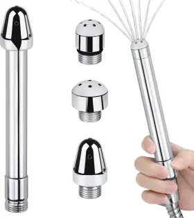 Funmove 705353848087 Aluminium 3 Shower Heads Water Nozzle Anal Douche Vaginal Cleaning Kit Velvet