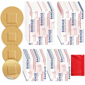 Wce-funtery-2644 Funtery Adhesive Bandages 4 Sizes Round Flexible Fabric Tan Spot Latex