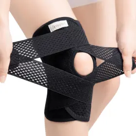 Galvaran 645569444645 Knee Brace Breathable Adjustable Side Stabilizers X Large Black Tear