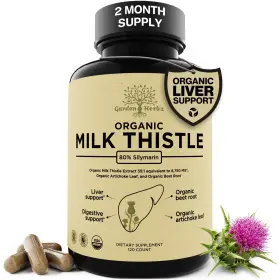 Pg-e63h-qaz7 Garden Of Herbz Milk Thistle Liver Detox Capsules 250mg 120 Count Silymarin Vegan Organic