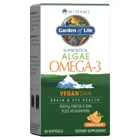 Mn0907 Garden Of Life Omega 3 Vegan Dha 500mg Plant Based Algae Oil Astaxanthin Softgels 60 Count