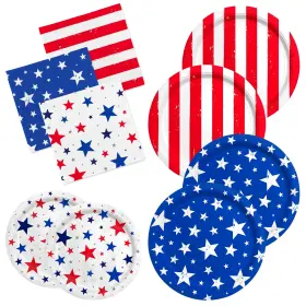 2024021301 Gatherfun 4th Of July Party Supplies Set 48 Guests Patriotic Decorations Plates Theme