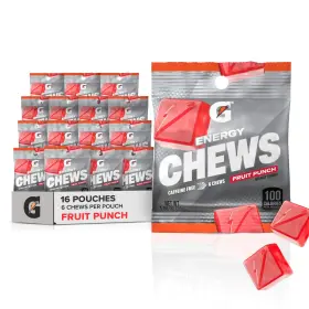 Gatorade 052000059533 Athlete Energy Chews Fruit Punch Caffeine Free 16 Pack