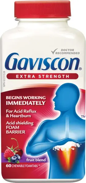 038670 Gaviscon Extra Strength Fruit Antacid 60 Tablets