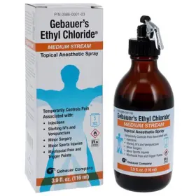 0386-0001-03 Gebauer S Ethyl Chloride Gebauers Topical Anesthetic Spray Medium Stream- 3.9 Oz Bottle