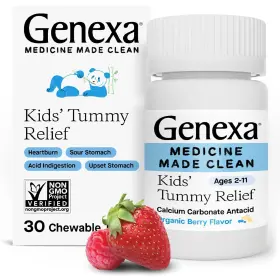 Genexa 857630006694 Kids Clean Tummy Relief Antacid Chewables Dye Free 0% Artificial