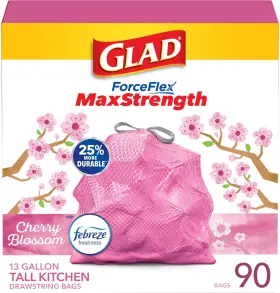 2752443 Glad Forceflex Maxstrength Tall Kitchen 90 Count Pack Of 1 Pink Or White