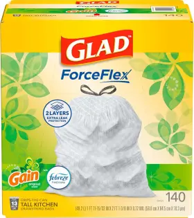4767321 Glad Forceflex Tall Kitchen Trash Bags 13 Gallon Gain Original 140 Gray