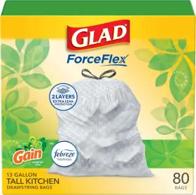 78900 Glad Forceflex Tall Kitchen Trash Bags 13 Gal 80 Count Pack Of 1 White