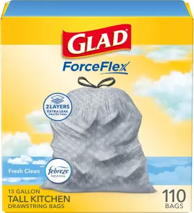 79128 Glad Tall Kitchen Drawstring Trash Bags - 110 Count Pack Of 1 Gray