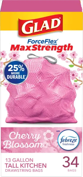 2447038 Glad Tu Tall Kitchen Trash Bags 13 Gallon 34 Count Pack Of 1 Pink