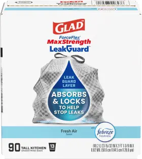 2448080 Glad Tu Forceflex Maxstrength Leakguard Trash Bags 90 Count Pack Of 1 Gray