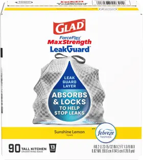 2448081 Glad Tu Stop Leaks Before They Happen - Forceflex 13 Gal Trash Bags 90 Ct