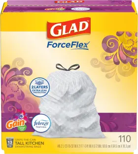 4595434 Glad Tu Trash Bags 13 Gallon Forceflex 110 Count Gain Moonlight Breeze Tall Kitchen