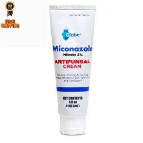4076-fba Globe Miconazole Nitrate 2% Topical Antifungal Cream 4 Oz Ounce White