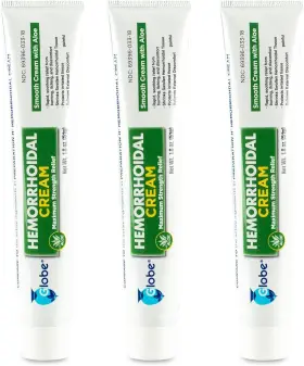 4309-fba3 Globe 3 Pack Hemorrhoid Cream Relief With Aloe 1.8 Ounce Tube