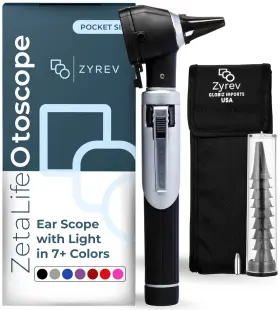 Globiz Imports 313027536521 Zetalife Otoscope Ear Scope With Light Pocket Size Infection Detector Bla