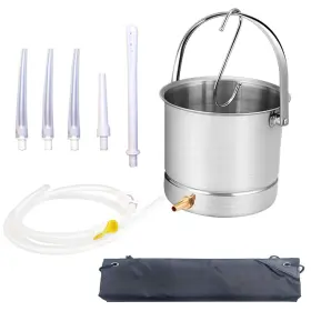 Gnegklean 741663063512 Enema Kit Stainless Steel 2 Quart Capacity Bucket 5ft Silicone Hose For Colon