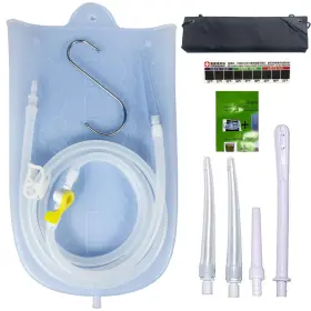 Gnegklean 797241379179 Silicone Enema Bag Kit With 6.3ft Hose 5 Tips Controllable Flow Valve A