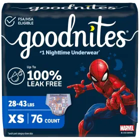 10036000574118 Goodnites Boys Nighttime Bedwetting Underwear X Small 28-43 Lbs 76 Ct Size