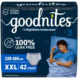 10036000574194 Goodnites Boys Nighttime Underwear Xxl 120-165 Lbs 42 Ct 2 Pack Size