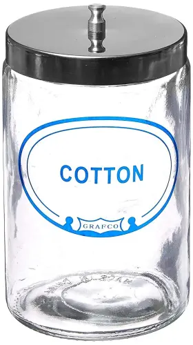 3454a-c Graham-field Grafco Glass Sundry Jar Labeled Ftcottonft Medical Dressing Storage