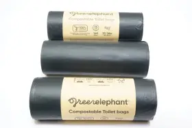 Green Elephant 611193036785 New Lot Of 45 Compostable Toilet Bags 8 Gal Black Ships Free