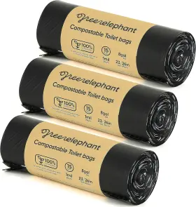 No-li2c-7tjs Green Elephant Portable Toilet Bags - Camping 1 Count Pack Of 3 Black