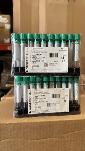 456088 Greiner Bio One Green Tube Blood Collection 13mm 6ml 50/pk