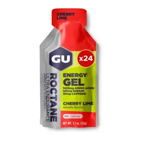 123068 Gu Energy Gel Vegan Gluten Free Kosher Dairy Sports Nutrition Cherry Lime 24 Count