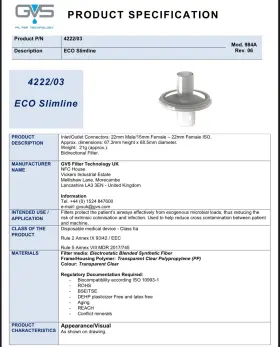 03bafa Gvs Filter Technology Eco Slimline Inline 4222/03 Bafa 10 Pieces Cpap/avap