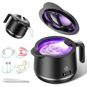 Csb-01 Gynhd Ultrasonic Retainer Cleaner Machine - 45khz Premium Black Silver