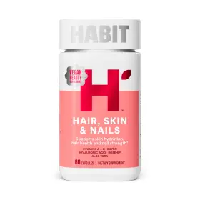 2000mcg H Habit 108143 Hair Skin Nails Supplement 60 Capsules Biotin Hyaluronic Acid Look