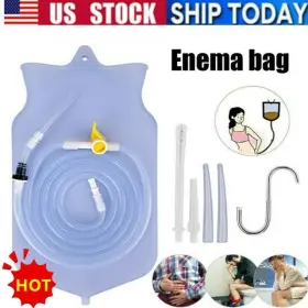 10049181364-16 Hailicare 2l Enema Bag Kit - Detox Coffee Colon Cleanse Douche Silicone Reusable