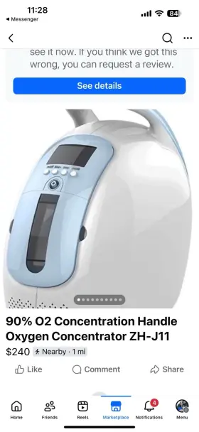 Zh-j11 Handre Ast809 90% 02 Concentration Handleoxygen Concentrator