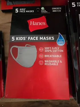 Hanes 194959160684 Concrete Color Face Masks Kids Ages 5-12 2 Pkgs In Lot 10 Nib