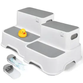 Hwss24-101 Harwaya Toddler Step Stool For Bathroom Sink 2-pack Kids Large Grey And White
