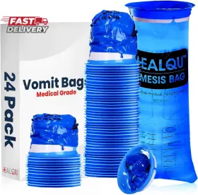 Healqu 445036720776 Hospital Vomit Bags - 24 Pack 1000ml Car Throw Up Bag For Airsick Travel And Mot