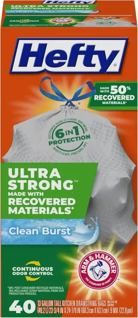 00e8845000aa Hefty Ultra Strong Made With 50% Recovered 40 Count Pack Of 1 Grey