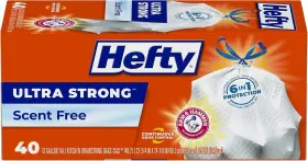 Hefty 013700016684 Ultra Strong Tall Kitchen Trash Bags 40 Count Pack Of 1 Unscented