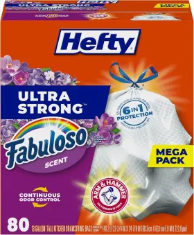 Hefty 013700139871 Ultra Strong 13 Gallon Trash Bags Tall 80 Count Pack Of 1 Fabuloso