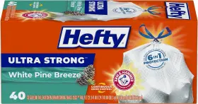 10013700016599 Hefty Ultra Strong Tall Kitchen Trash Bags White Pine Breeze Scent 13