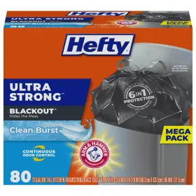 10013700016612 Hefty Ultra Strong 13 Gallon Trash Bags Black 80 Count Pack Of 1